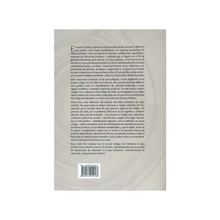 Contracubierta del libro Acto Jurídico, Negocio Jurídico y Contrato.