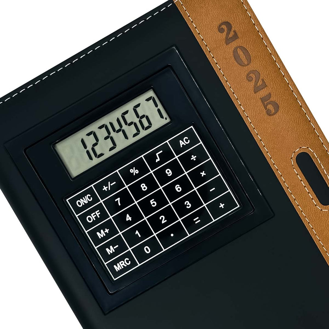 Agenda con Calculadora 2025 Negra + Grabado Personalizado