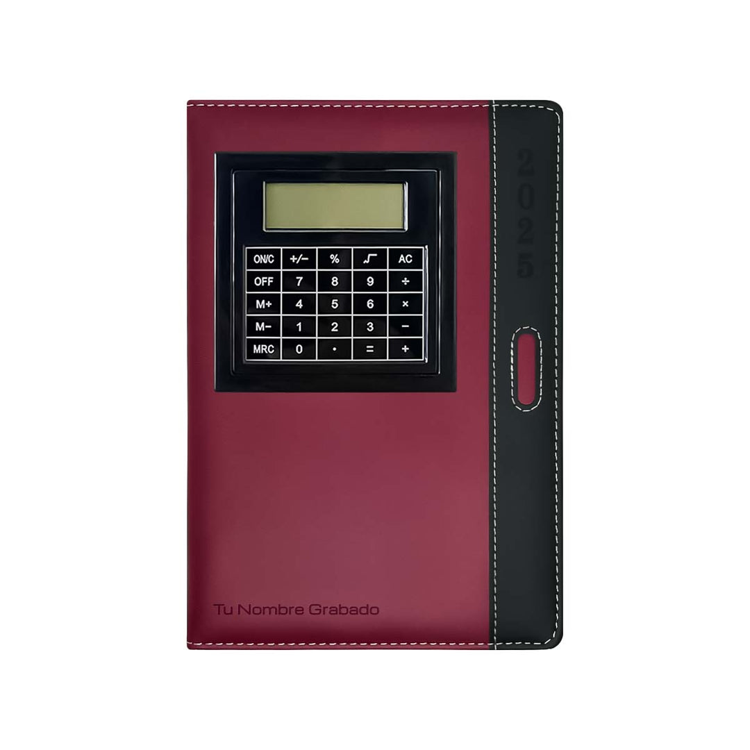 Agenda con Calculadora 2025 Roja + Grabado Personalizado