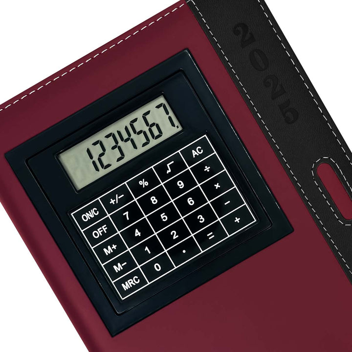 Agenda con Calculadora 2025 Roja + Grabado Personalizado