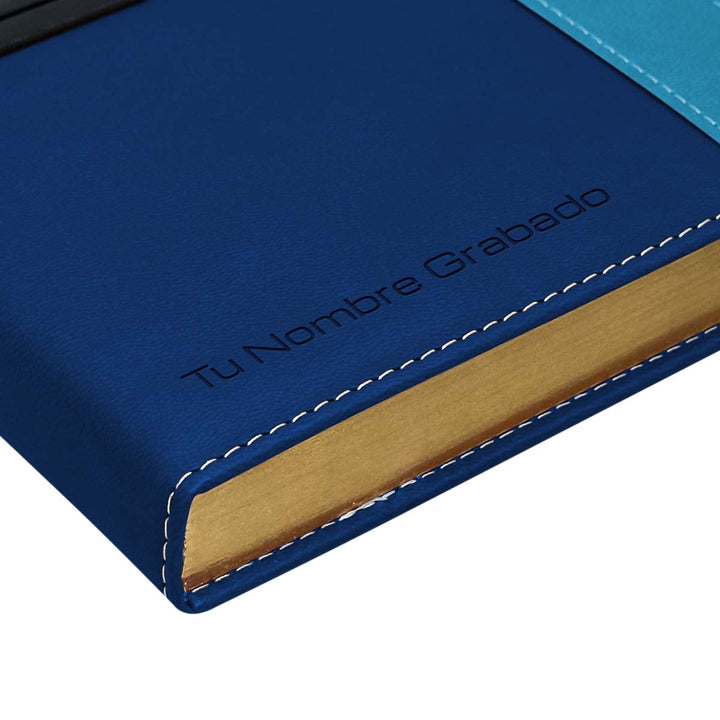 Grabado en la portada de Agenda con Calculadora 2026 Azul + Grabado Personalizado
