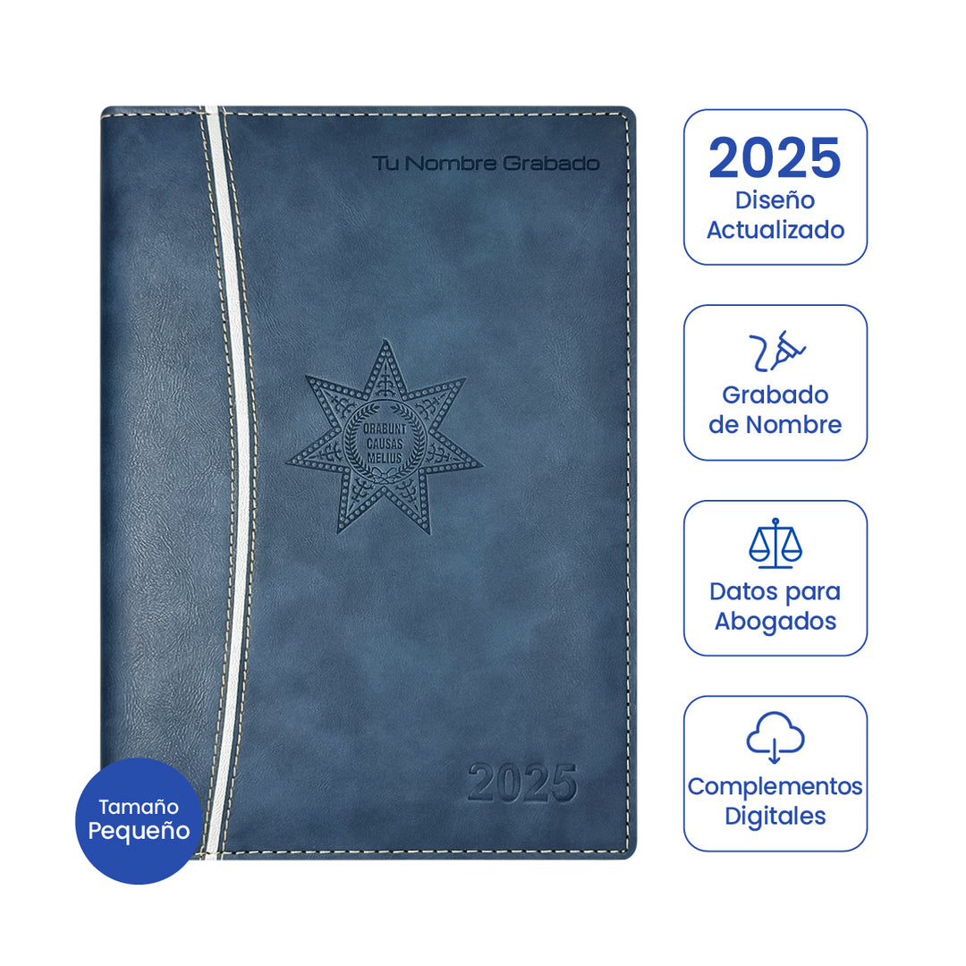 Agenda para Abogado 2025 Azul Acero + Grabado Personalizado (Tamaño Pequeño)
