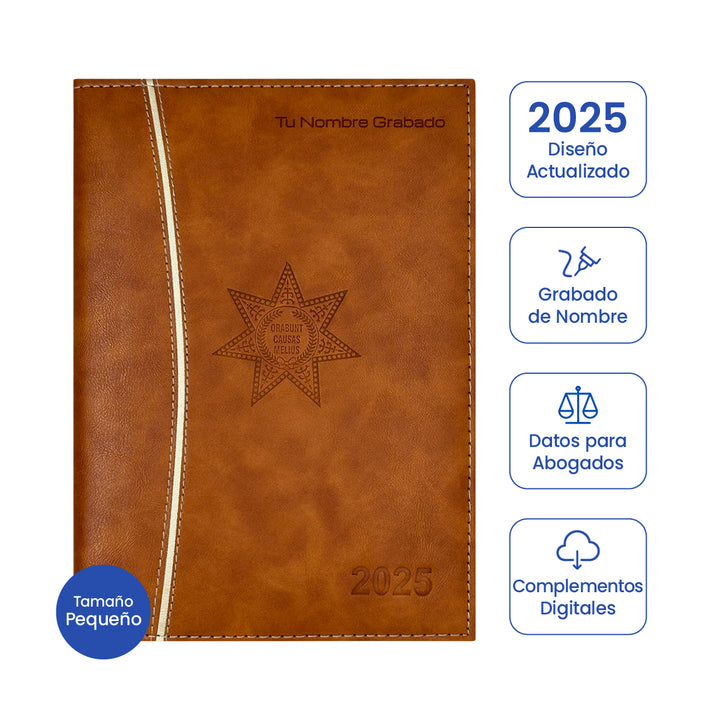 Agenda para Abogado 2025 Marrón + Grabado Personalizado (Tamaño Pequeño)