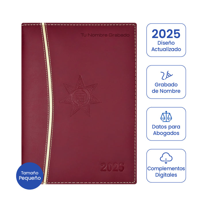 Agenda para Abogado 2025 Roja + Grabado Personalizado (Tamaño Pequeño)