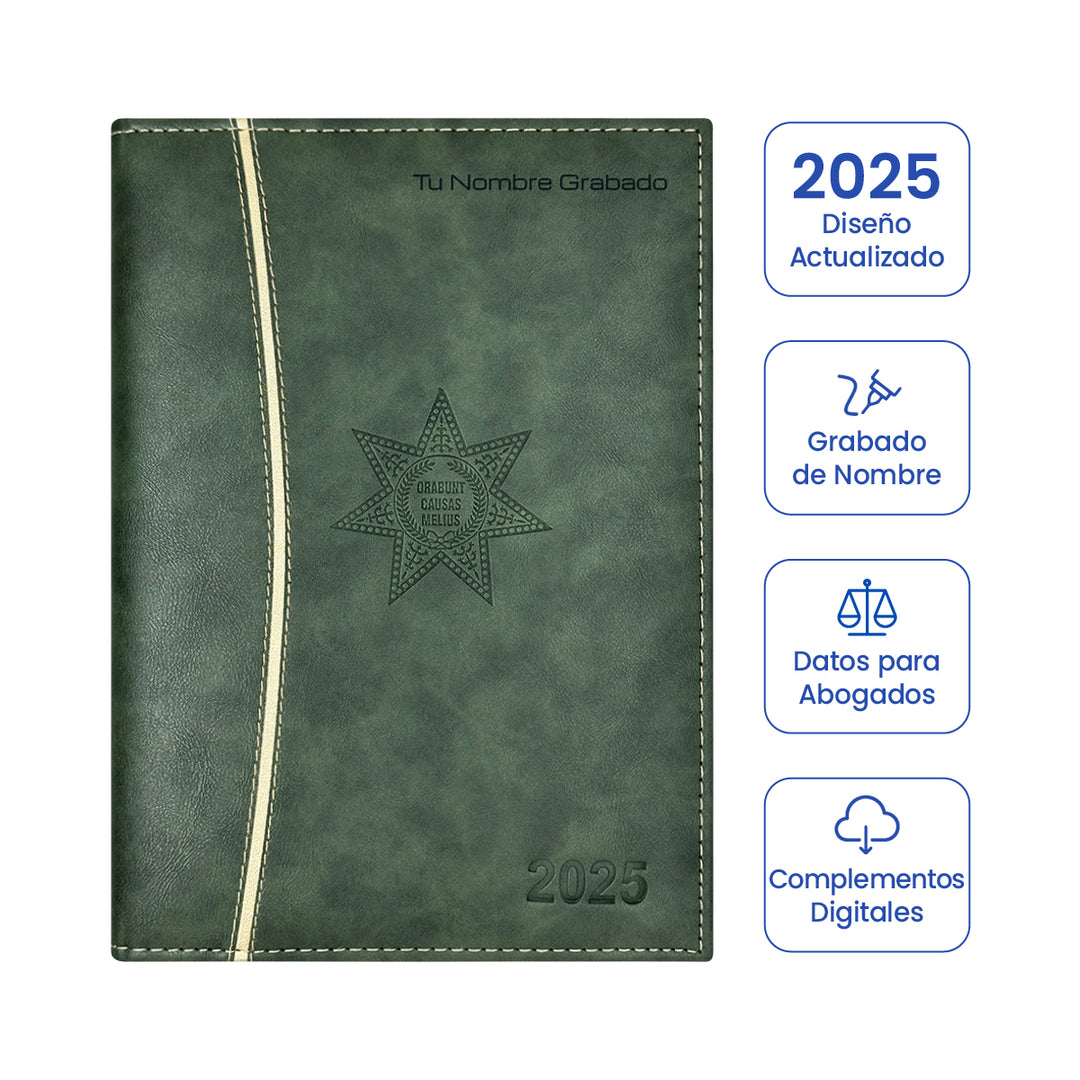 Agenda para Abogado 2025 Verde + Grabado Personalizado