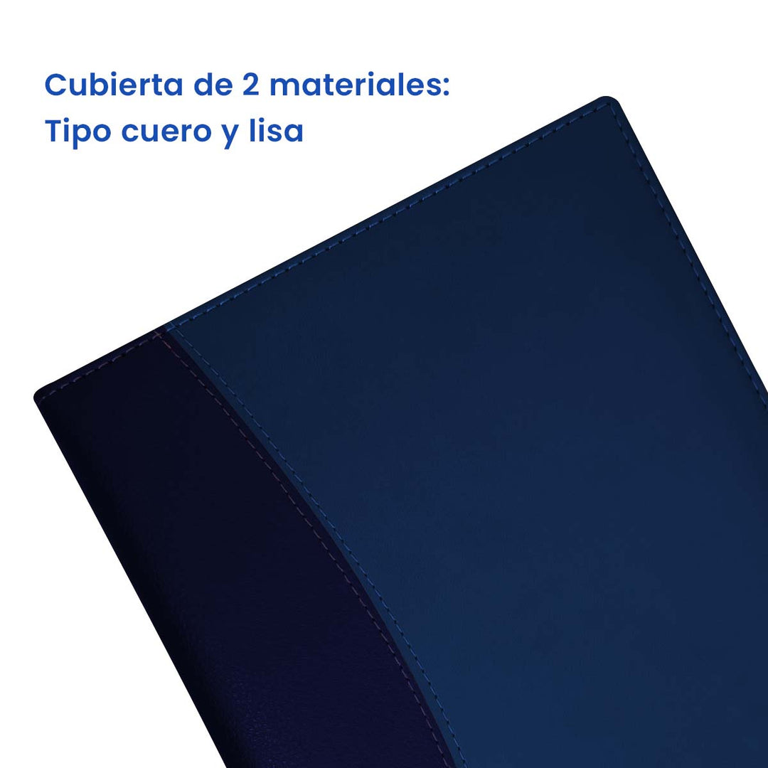 Cubierta tipo cuero y lisa de Agenda Ejecutiva 2025 Azul Clásica + Grabado Personalizado