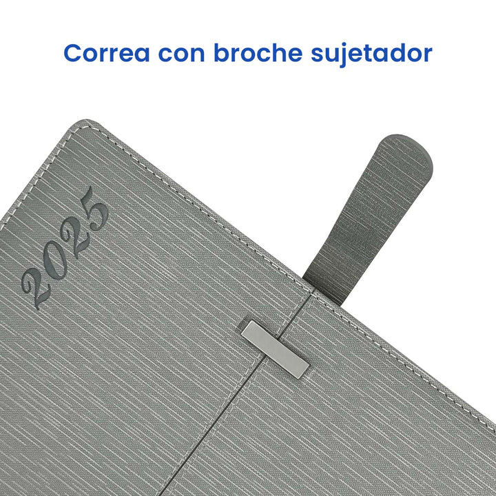 Agenda Ejecutiva 2025 Gris + Grabado Personalizado (Modelo Jaspeado)