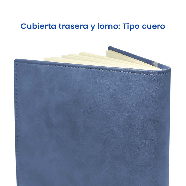 Parte Trasera de Agenda Ejecutiva 2026 Azul Acero Onda + Grabado Personalizado.