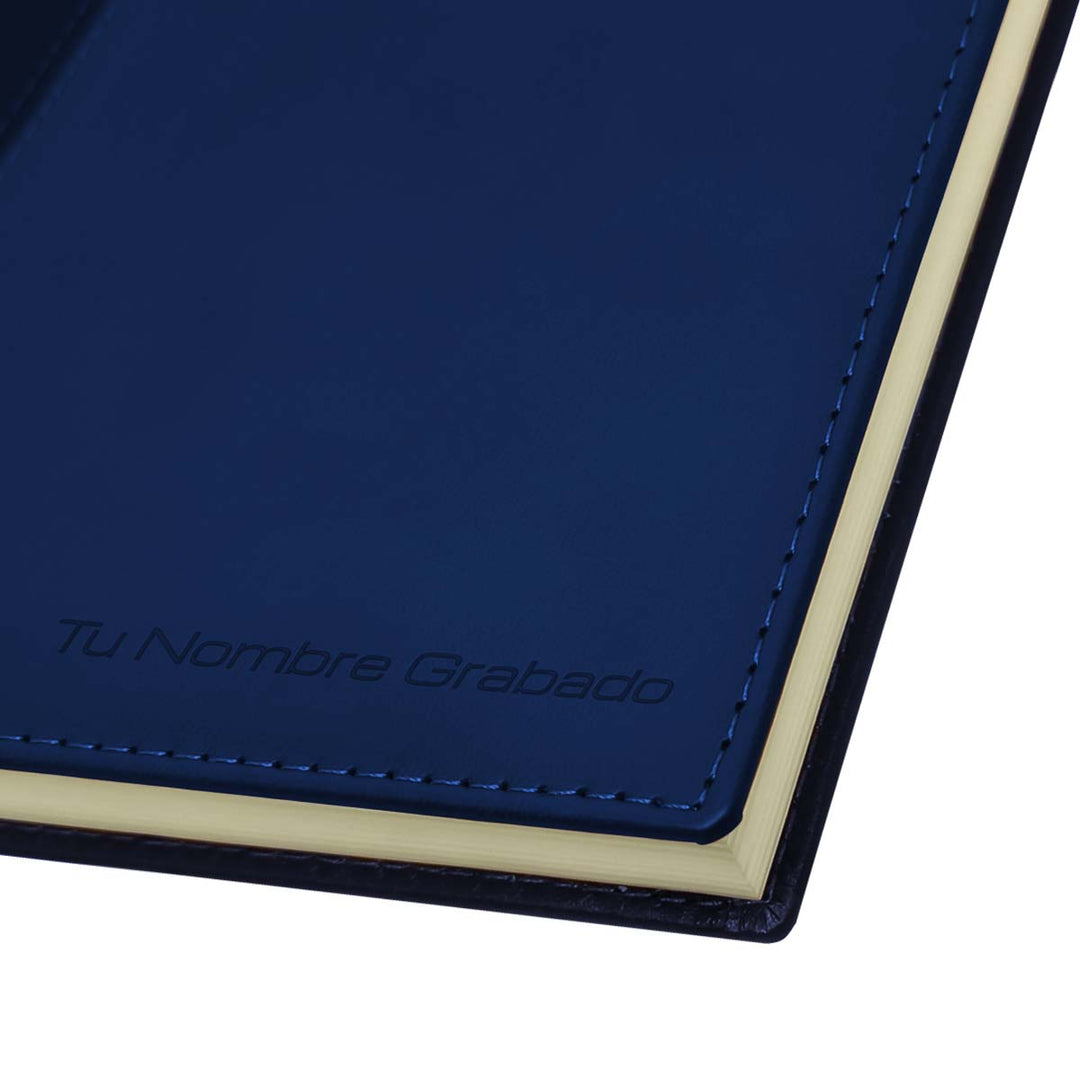Grabado en la portada de Agenda Ejecutiva 2026 Azul Clásica + Grabado Personalizado