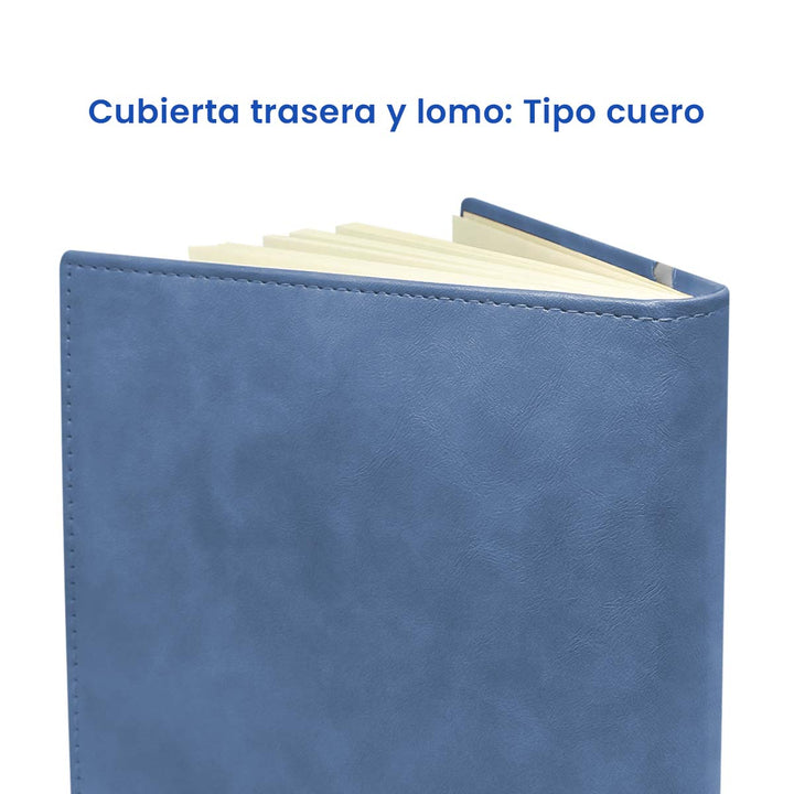 Parte Trasera de Agenda Ejecutiva 2026 Azul Grafito Onda + Grabado Personalizado.