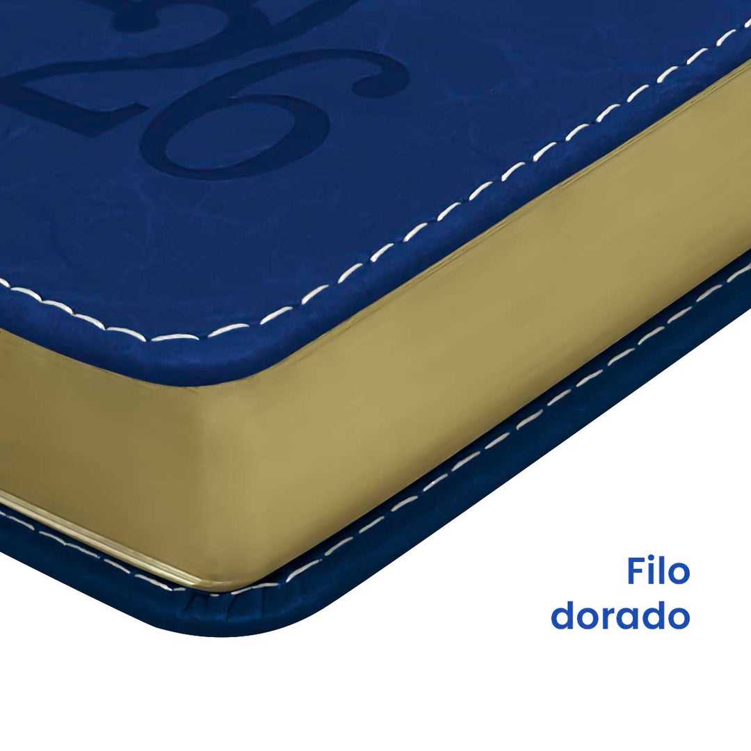 Filo de Agenda Ejecutiva 2026 Azul Rocosa + Grabado Personalizado.