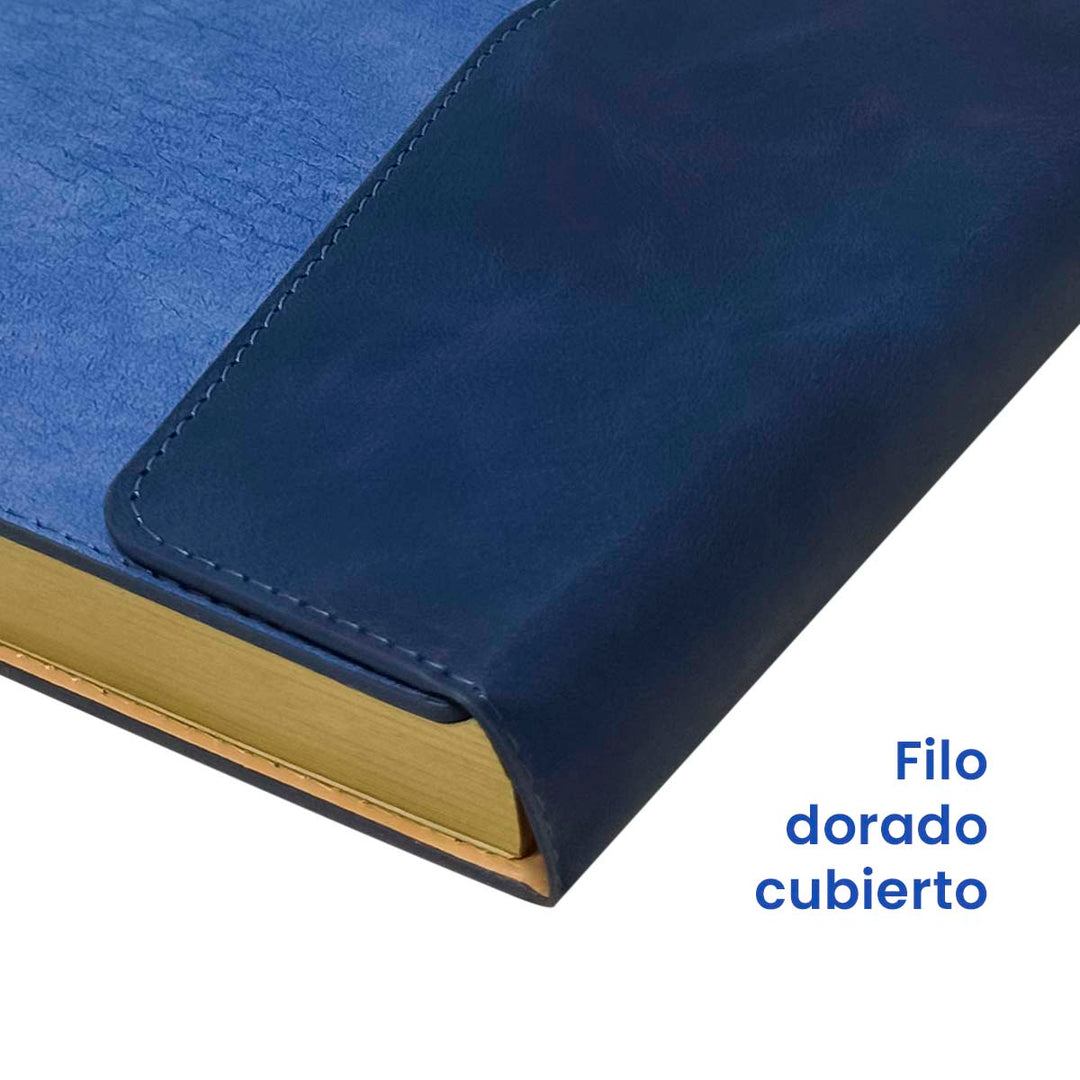 Filo de Agenda Ejecutiva 2026 Azul Solapa + Grabado Personalizado.