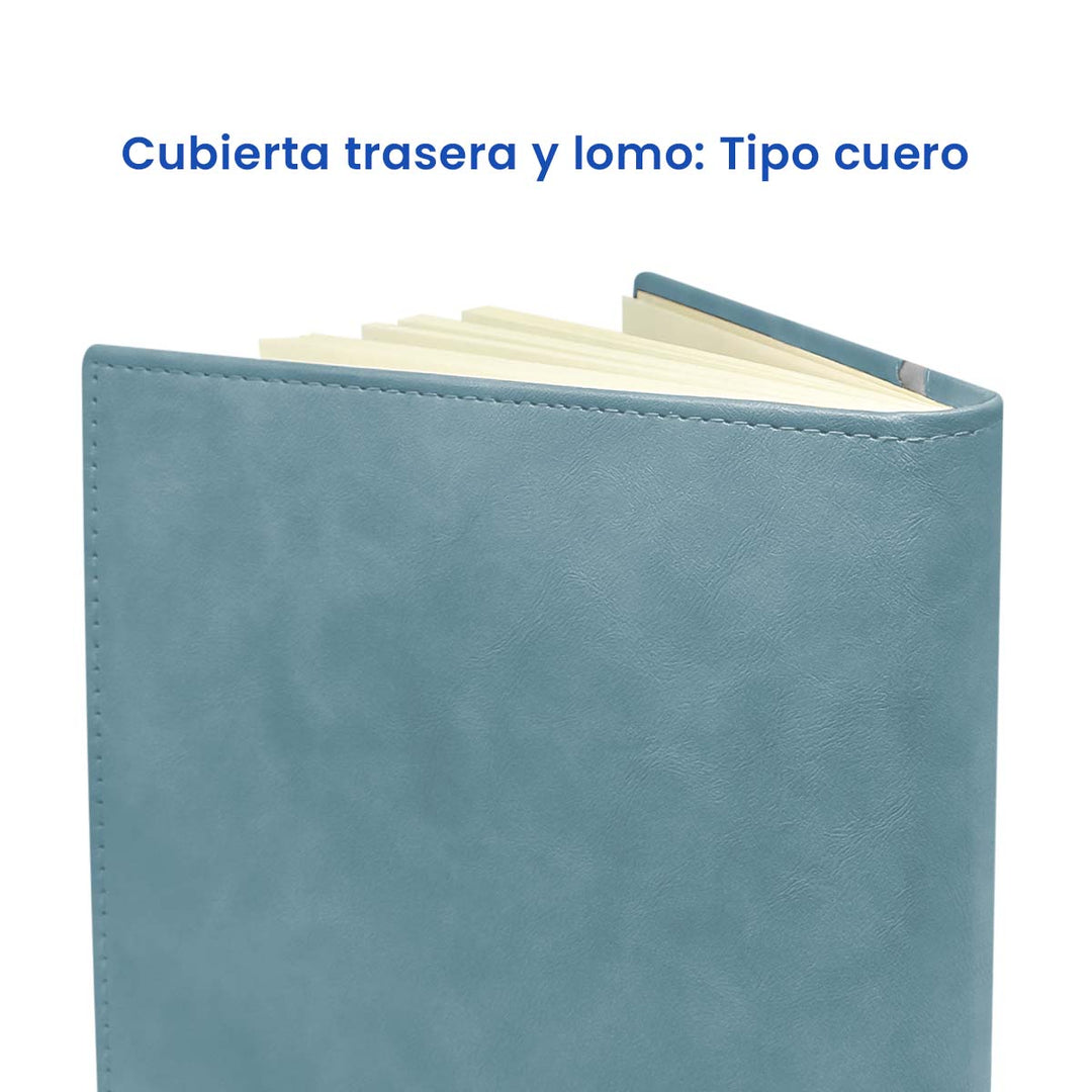 Parte Trasera de Agenda Ejecutiva 2026 Celeste Onda + Grabado Personalizado.