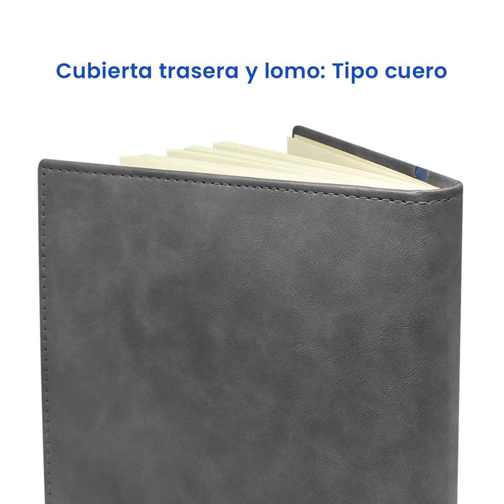 Parte Trasera de Agenda Ejecutiva 2026 Gris Onda + Grabado Personalizado.