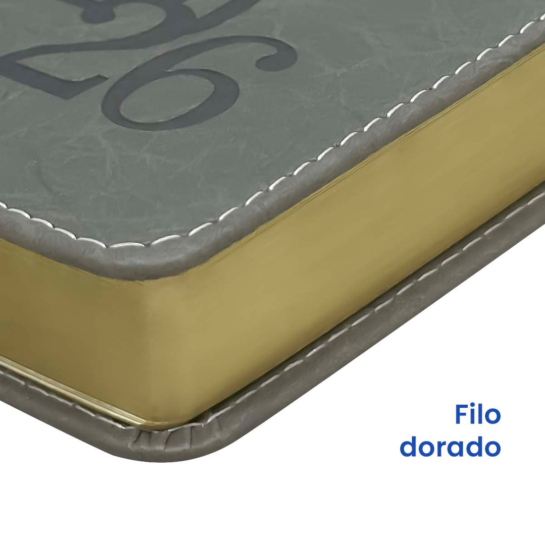 Filo de Agenda Ejecutiva 2026 Gris Rocosa + Grabado Personalizado.
