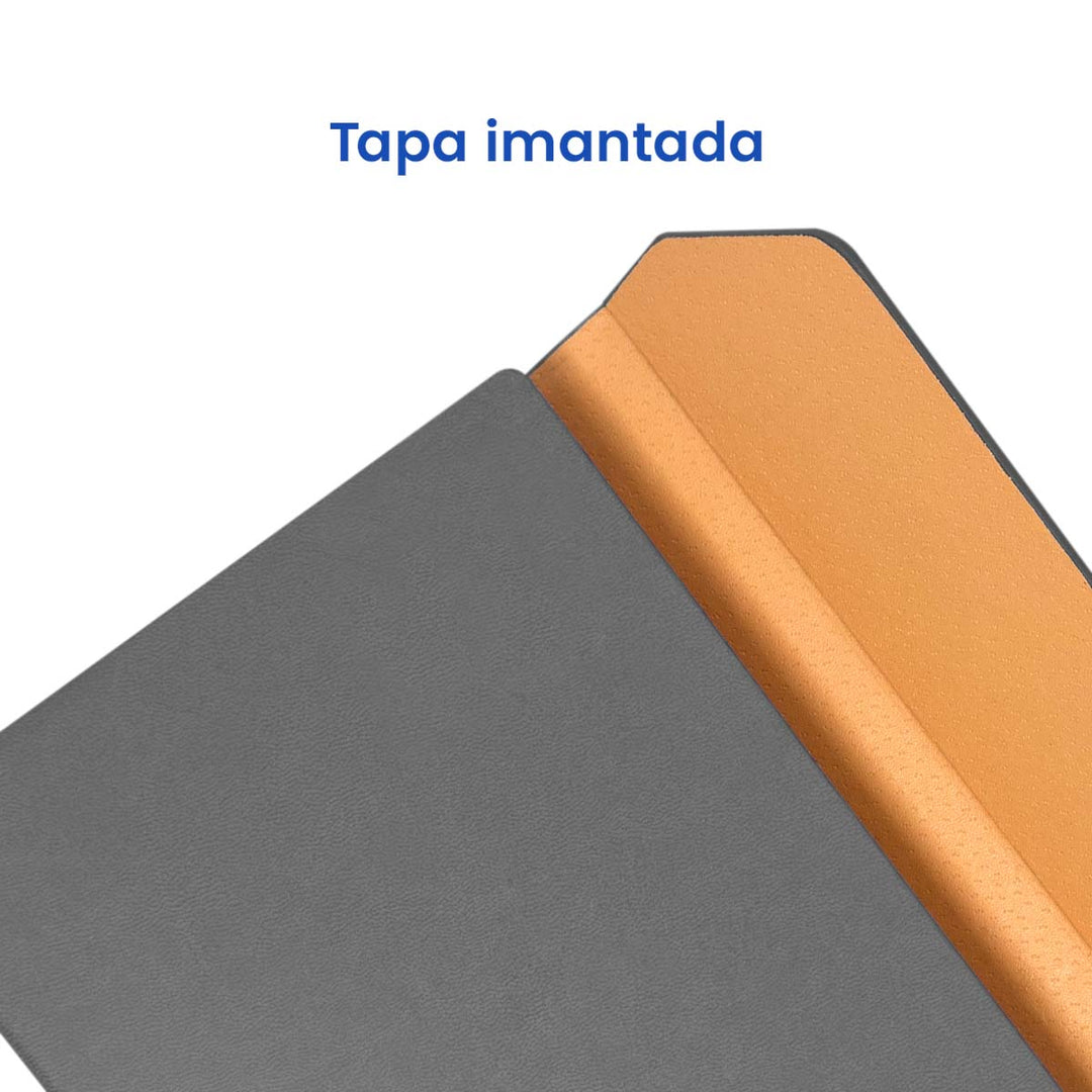 Tapa imantada de Agenda Ejecutiva 2026 Gris Solapa (A5) + Grabado Personalizado.
