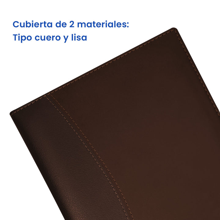 Cubierta tipo cuero y lisa de Agenda Ejecutiva 2026 Marrón Oscuro Clásica + Grabado Personalizado