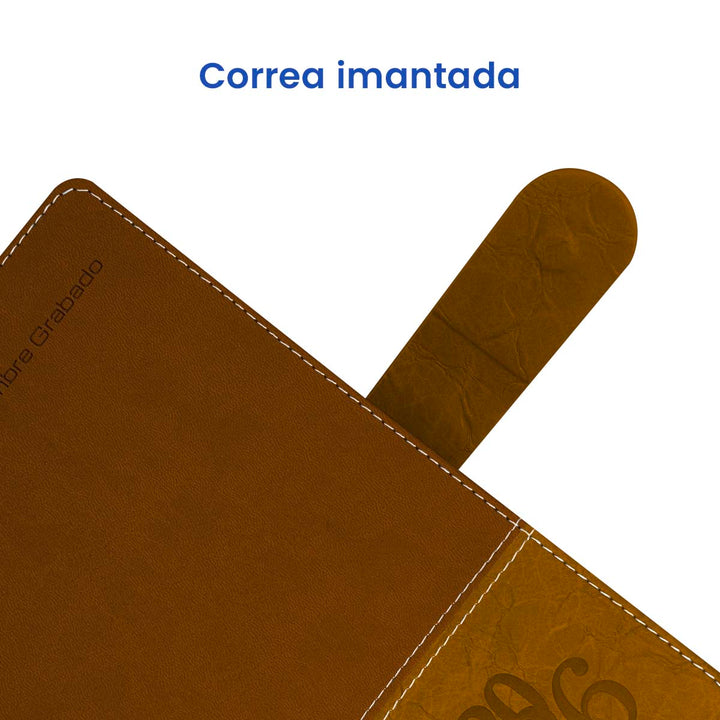 Correa imantada de Agenda Ejecutiva 2026 Marrón Rocosa + Grabado Personalizado.