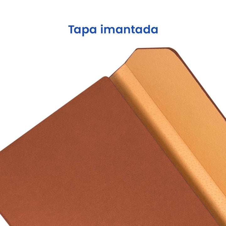 Tapa imantada de Agenda Ejecutiva 2026 Marrón Solapa (A5) + Grabado Personalizado.