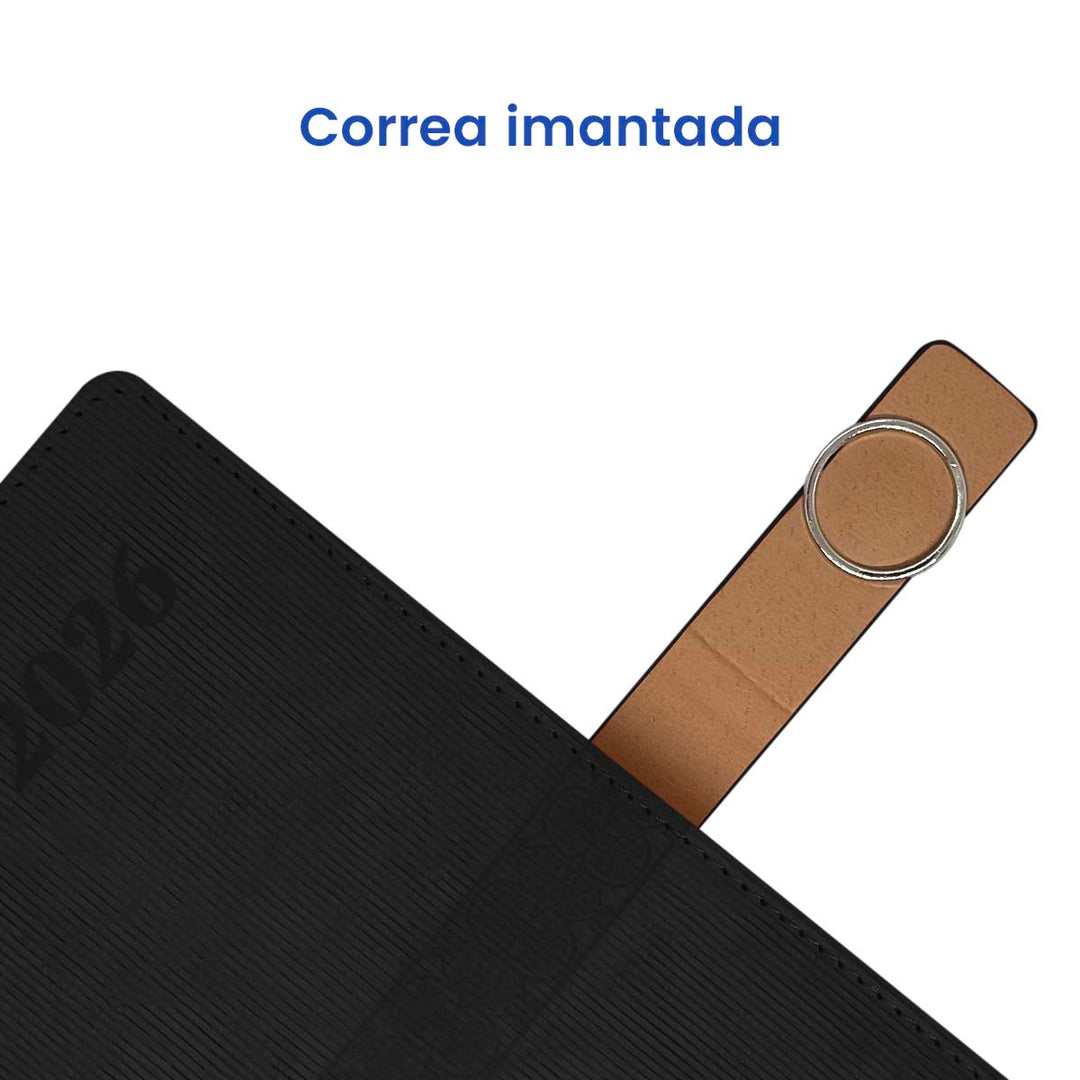 Correa imantada Agenda Ejecutiva 2026 Negra Anillo (A5) + Grabado Personalizado.
