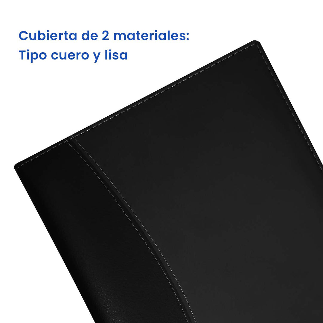 Cubierta tipo cuero y lisa de Agenda Ejecutiva 2026 Negra Clásica + Grabado Personalizado
