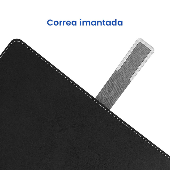 Correa imantada de Agenda Ejecutiva 2026 Negra Jaspeada + Grabado Personalizado.