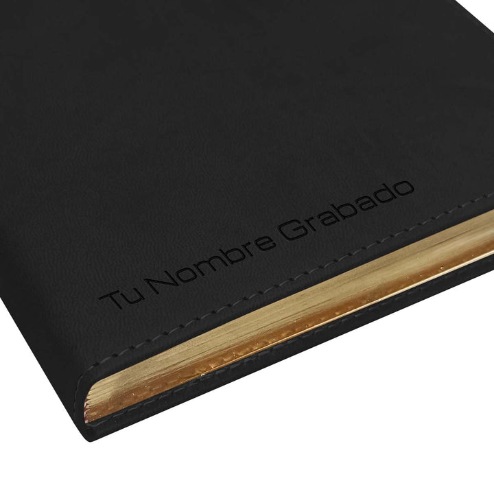 Grabado en la portada de Agenda Ejecutiva 2026 Negra Mate (A5) + Grabado Personalizado.