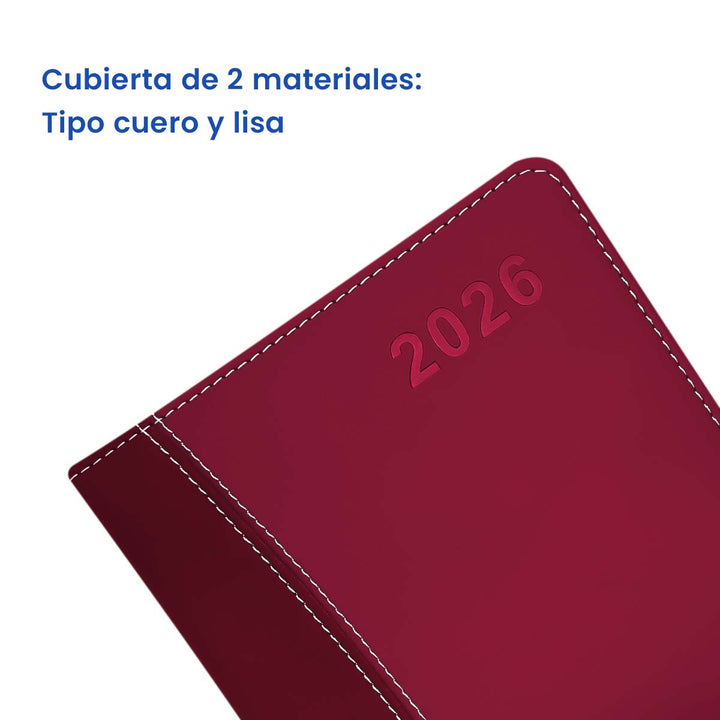 Cubierta de 2 materiales de Agenda Ejecutiva 2026 Roja Clásica (A5) + Grabado Personalizado.