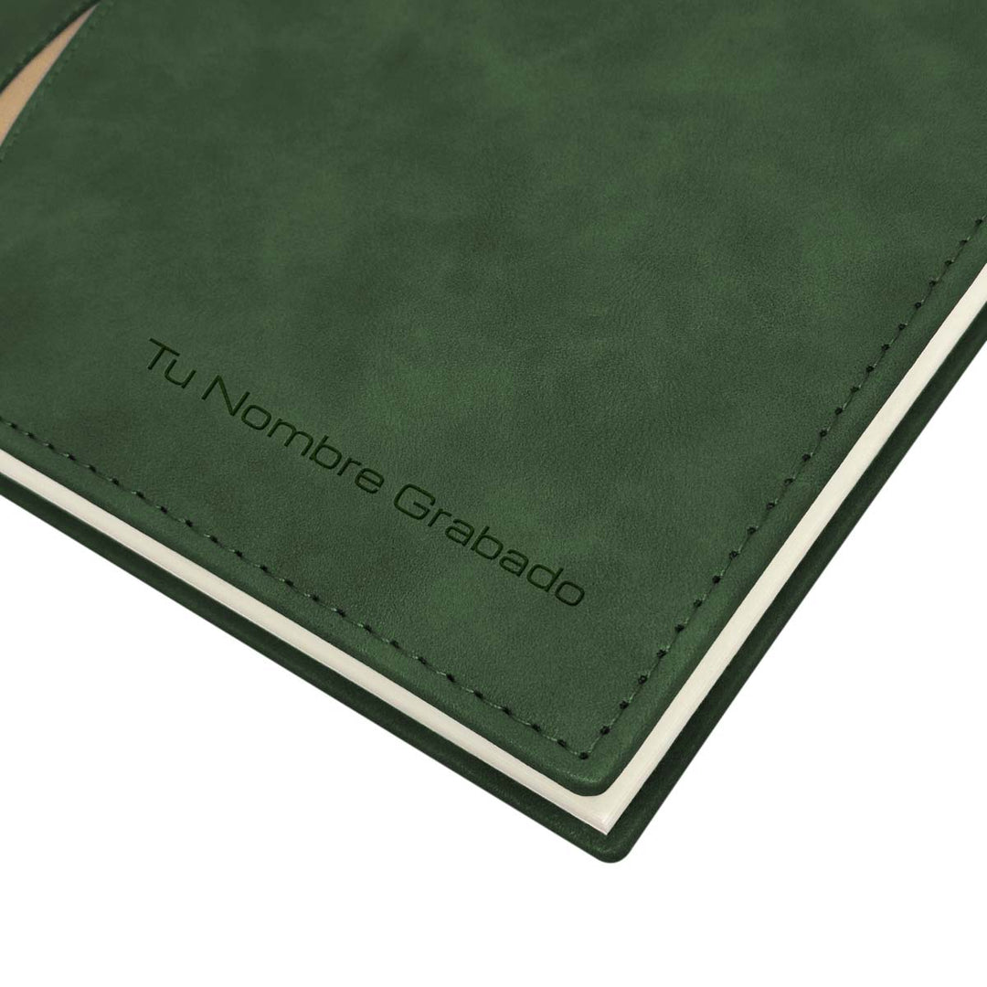 Grabado en portada de Agenda Ejecutiva 2026 Verde Onda + Grabado Personalizado.