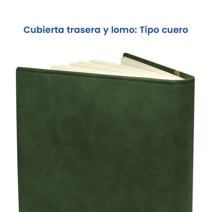 Parte Trasera de Agenda Ejecutiva 2026 Verde Onda + Grabado Personalizado.