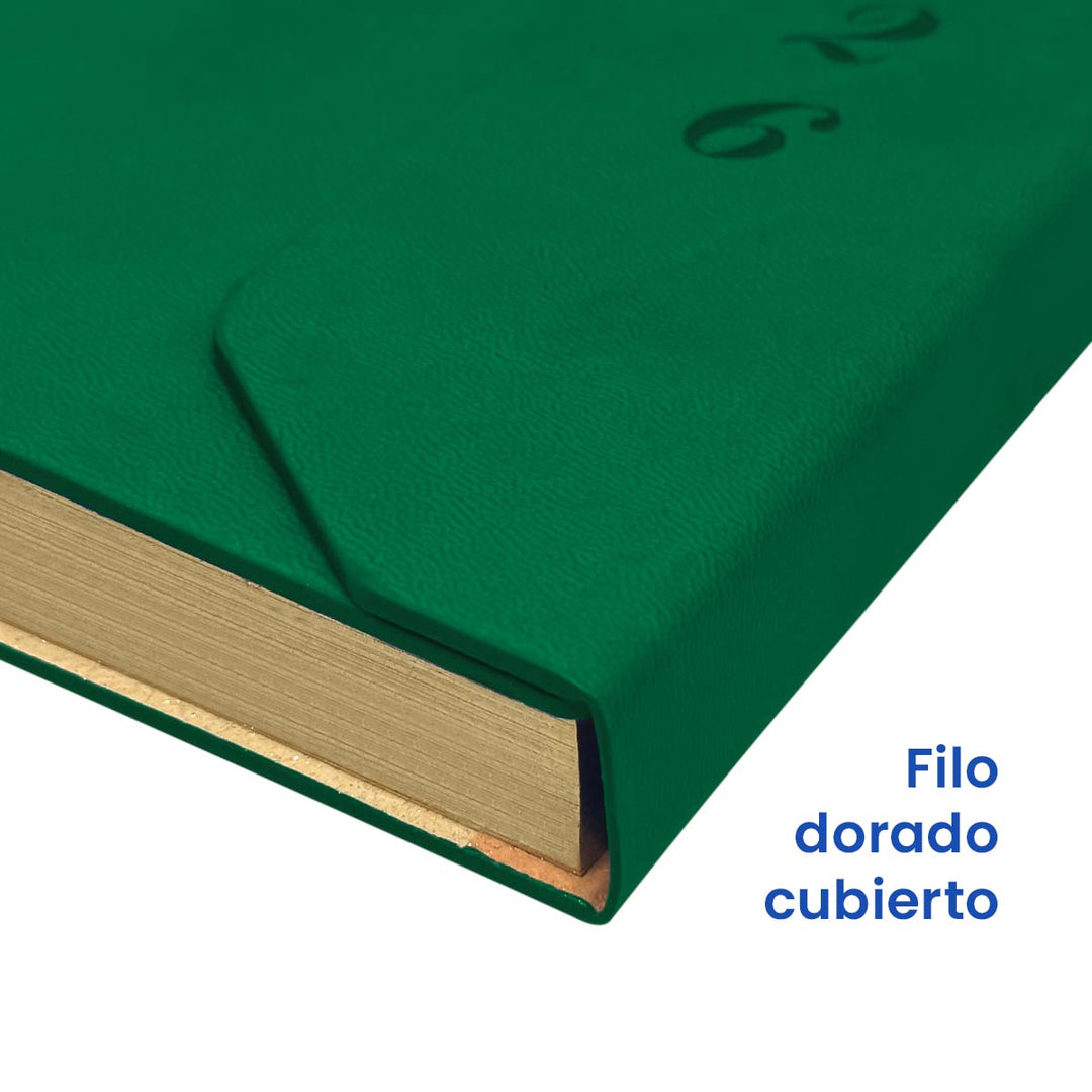 Filo de Agenda Ejecutiva 2026 Verde Solapa (A5) + Grabado Personalizado.