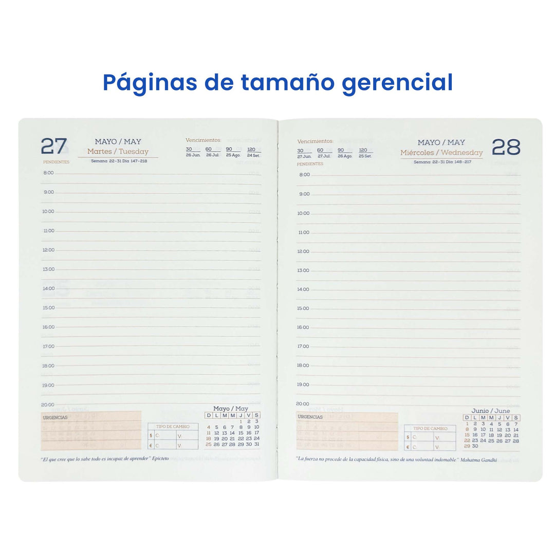 Agenda Ejecutiva 2025 Gris + Grabado Personalizado (Modelo Jaspeado)