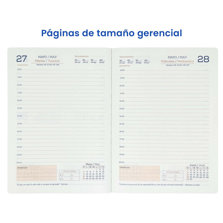 Agenda Ejecutiva 2025 Gris + Grabado Personalizado (Modelo Jaspeado)