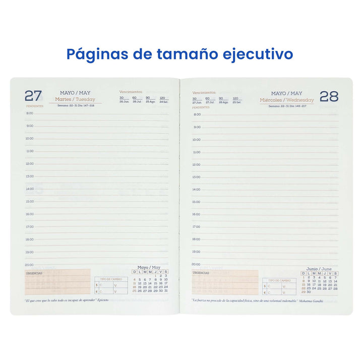 Agenda Ejecutiva 2025 Azul Clásica + Grabado Personalizado