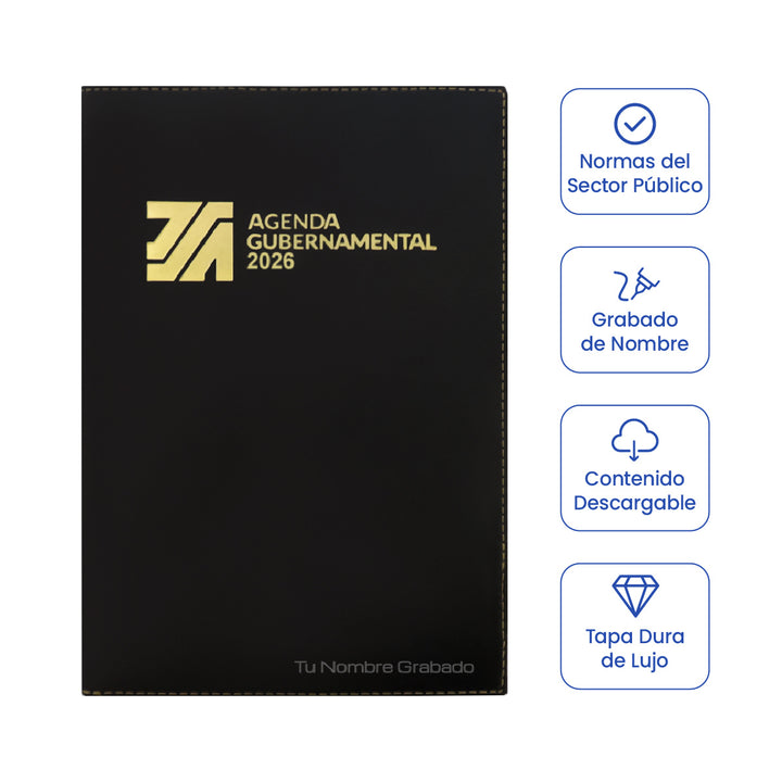Cubierta de Agenda Gubernamental 2026 + Grabado Personalizado, de Juan Safra Meléndez.