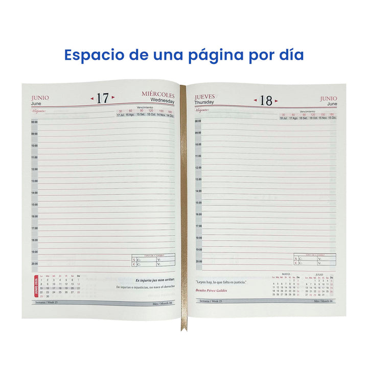 Espacio de una página por día de Agenda para Abogado 2026 + Grabado Personalizado.