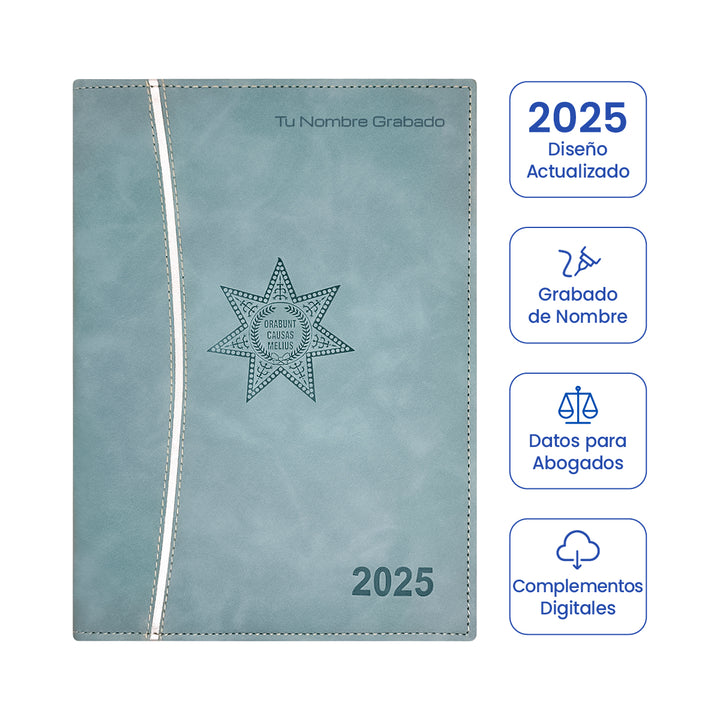 Cubierta de Agenda para Abogado 2025 Azul Celeste + Grabado Personalizado