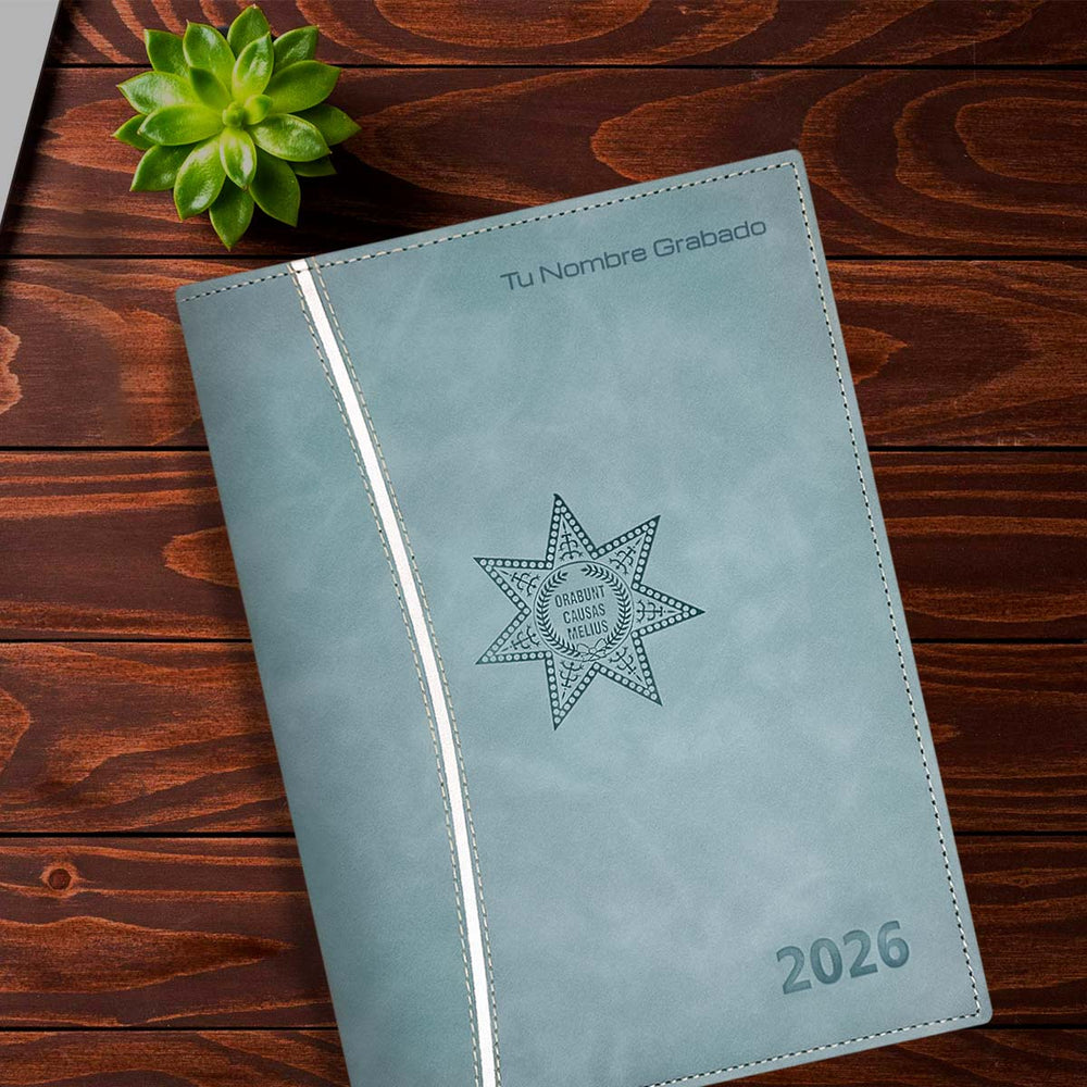 Acabado de Agenda para Abogado 2026 Azul Celeste + Grabado Personalizado.