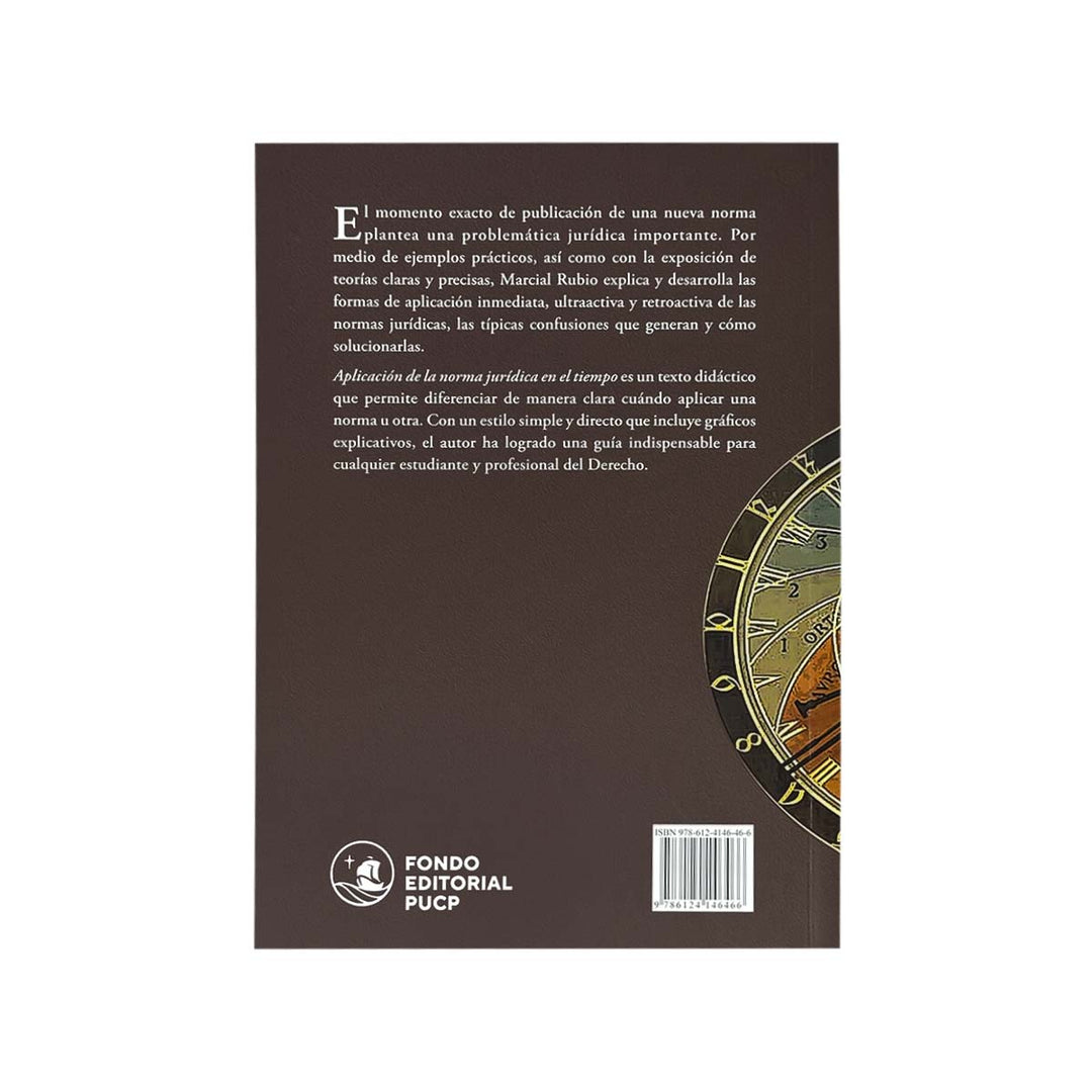 Contracubierta del libro Aplicación de la Norma Jurídica en el Tiempo.