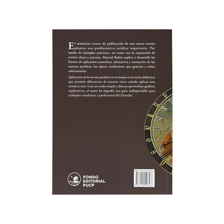 Contracubierta del libro Aplicación de la Norma Jurídica en el Tiempo.
