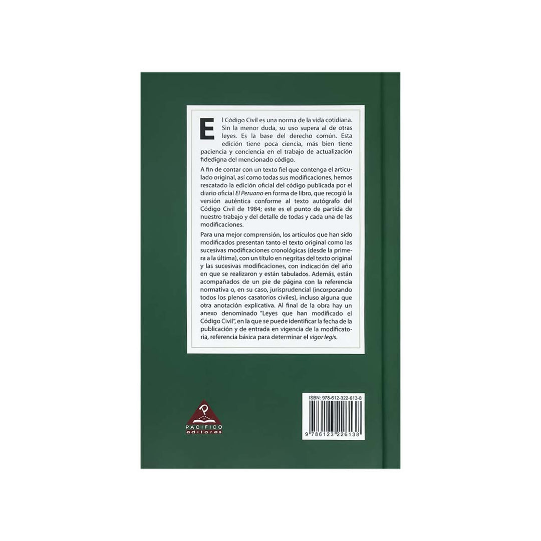 Contracubierta del libro Código Civil 9.° Edición, de Enrique Varsi Rospigliosi.