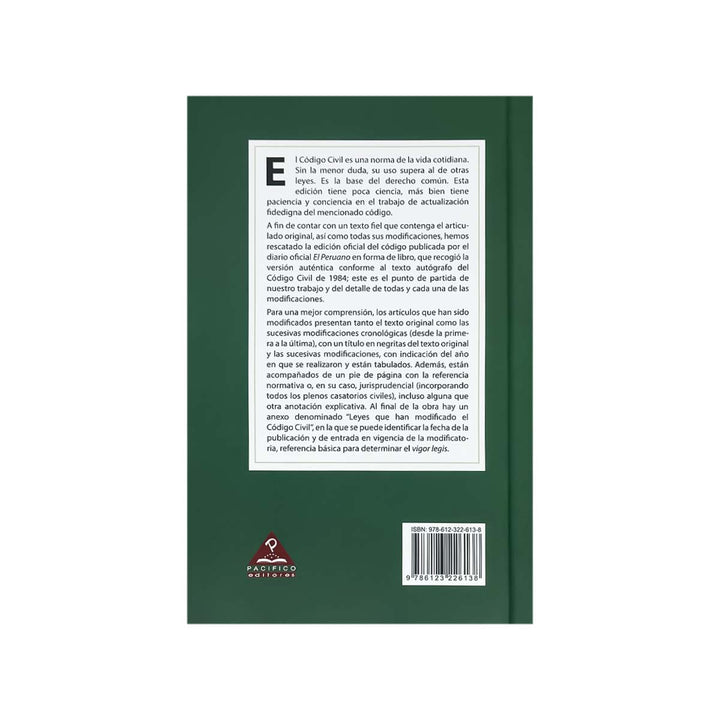 Contracubierta del libro Código Civil 9.° Edición, de Enrique Varsi Rospigliosi.