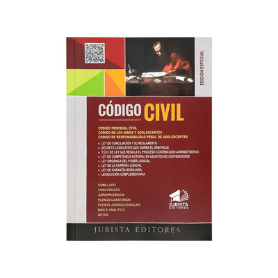 Cubierta del  libro Código Civil Peruano Actualizado Jurista Editores (Tapa Blanda).