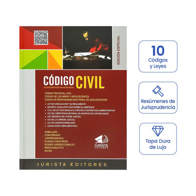 Cubierta del libro Código Civil Peruano Actualizado Jurista Editores (Tapa Dura).