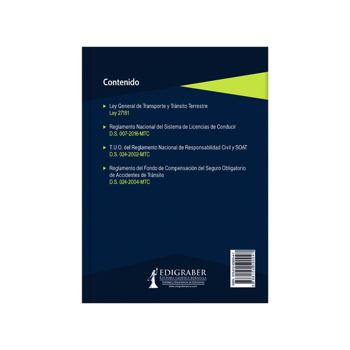 Contracubierta del libro Código de Tránsito: Actualizado con las Últimas Modificaciones.