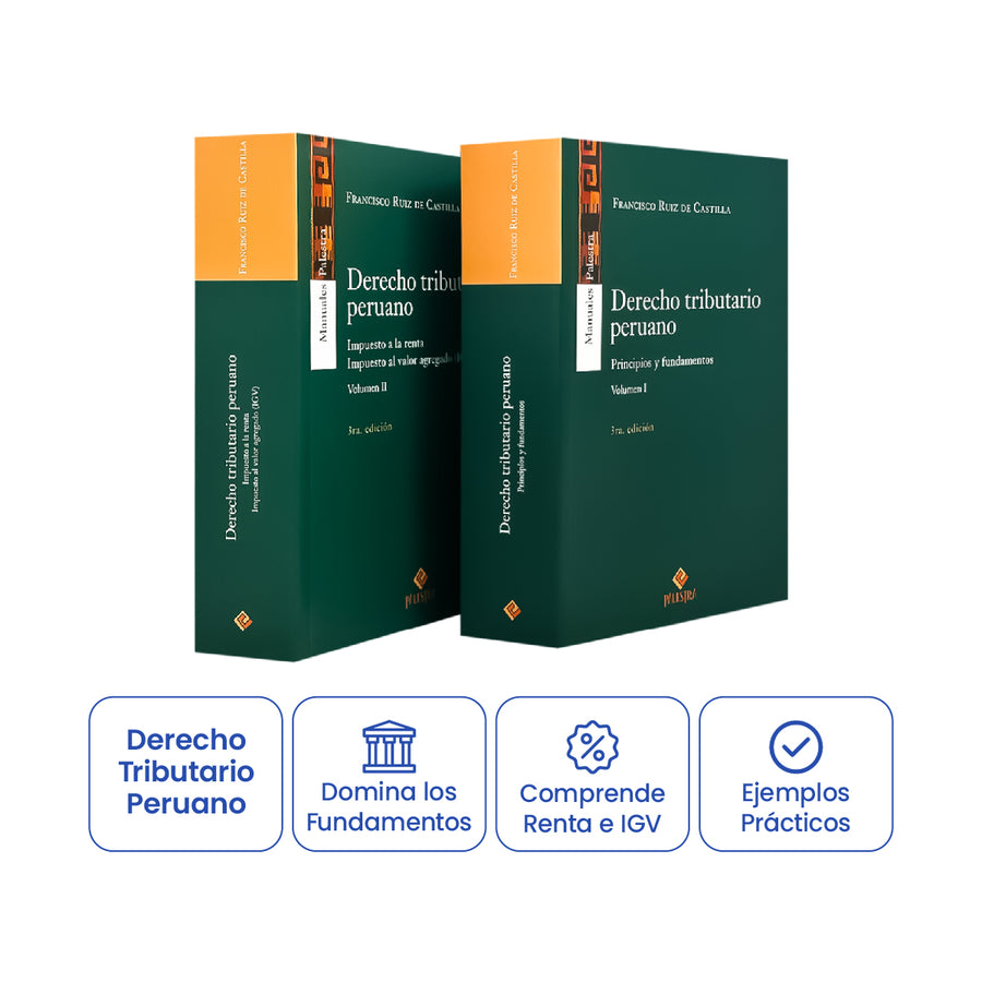 Cubiertas del libro Colección Derecho Tributario Peruano de Francisco Ruiz de Castilla, exhibiendo sus lomos.