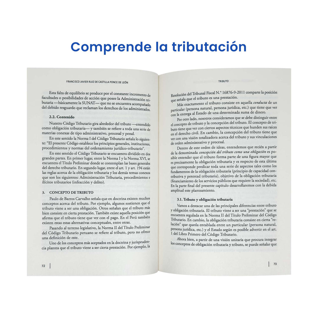 Contracubierta del libro Colección Derecho Tributario Peruano de Francisco Ruiz de Castilla.