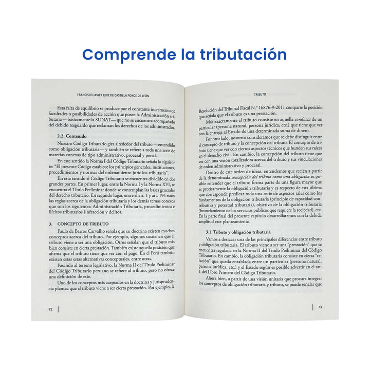 Contracubierta del libro Colección Derecho Tributario Peruano de Francisco Ruiz de Castilla.