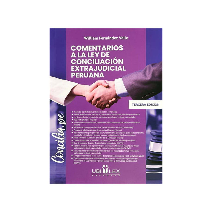 Cubierta del libro Comentarios a la Ley de Conciliación Extrajudicial Peruana.
