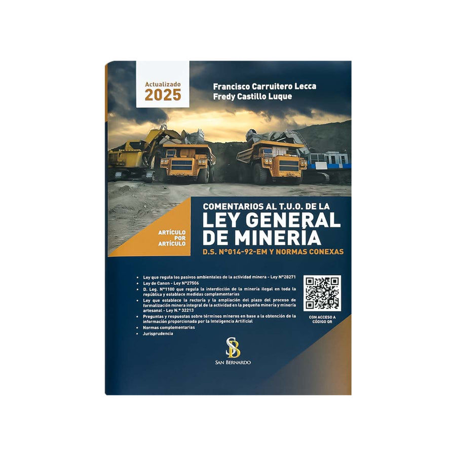 Cubierta del libro Comentarios al TUO de la Ley General de Minería.